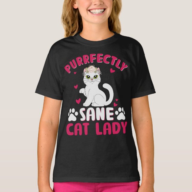 T-shirt dame aux chats parfaitement saine d'esprit (Devant)