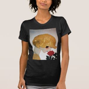 T-SHIRT DAME AVEC ROSE ROUGE