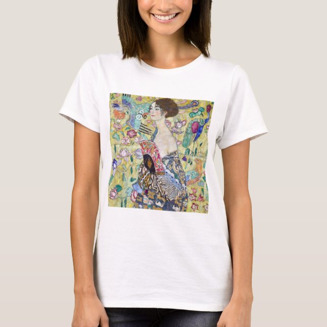 T-shirt Dame avec un ventilateur, Gustav Klimt (Devant)
