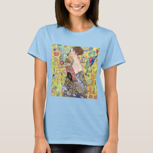 T-shirt Dame avec ventilateur par Gustav Klimt, Japonisme  (Devant)