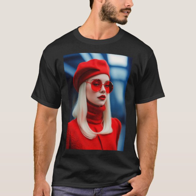 T-shirt Dame Blonde En Rouge (Devant)