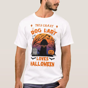 T-shirt Dame Chien Fou Aime La Tombe De Citrouille De Cani