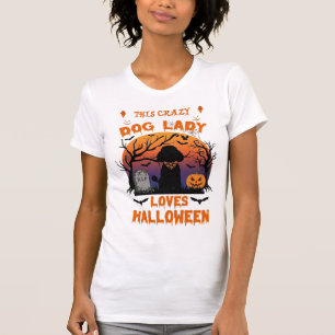 T-shirt Dame Chien Fou Aime La Tombe De Citrouille De Cani
