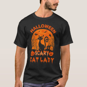 T-shirt Dame de chat effrayante Halloween Vacances effraya