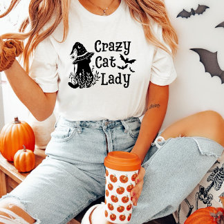T-shirt Dame de chat folle Chat noir Halloween