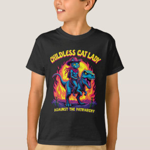T-shirt Dame de chat sans enfants contre le patriarcat Cha