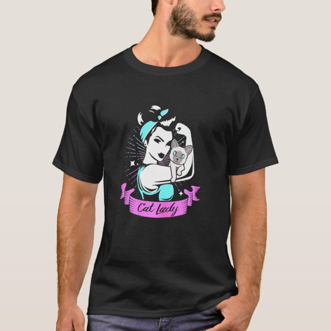 T-shirt Dame de chat siamois (Devant)