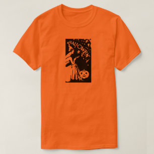 T-shirt Dame de Halloween vintage avec masque Citrouille-