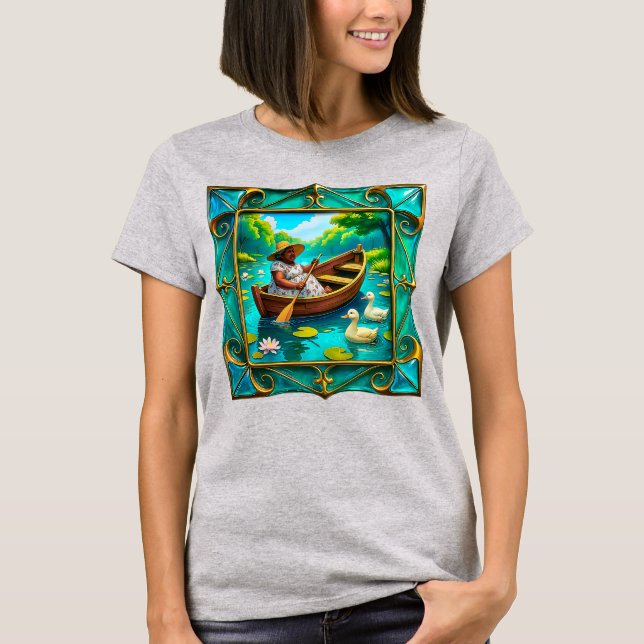 T-shirt Dame de l'évasion en bateau (Devant)