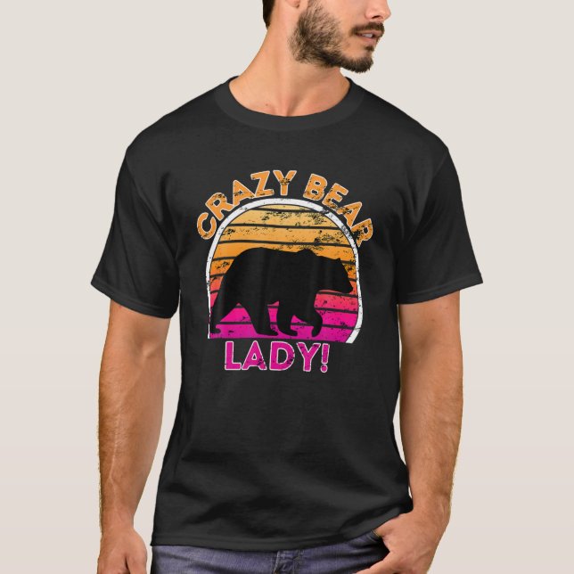 T-shirt Dame de l'ours fou - Ours amusant rétro (Devant)