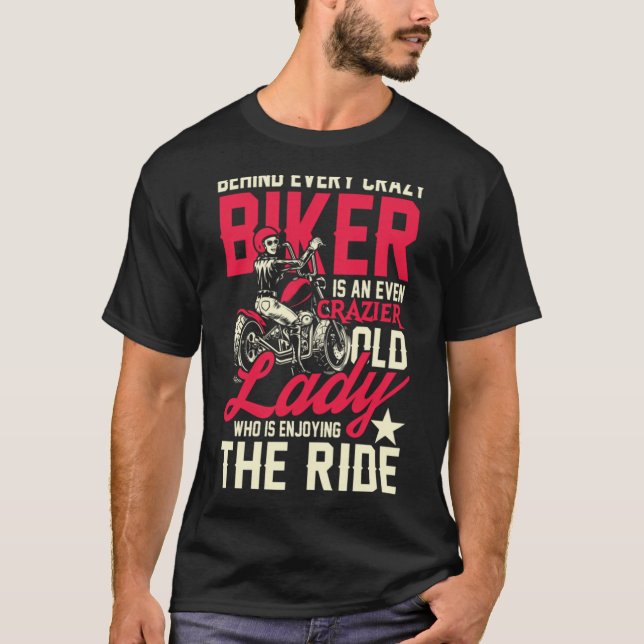 T-shirt Dame de motard plus folle (Devant)