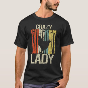 T-shirt Dame de poulet folle de poulet de paysan grunge ré