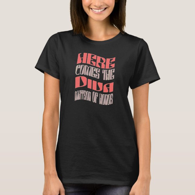 T-shirt Dame d'honneur féminine Diva Rétro Mariage corresp (Devant)