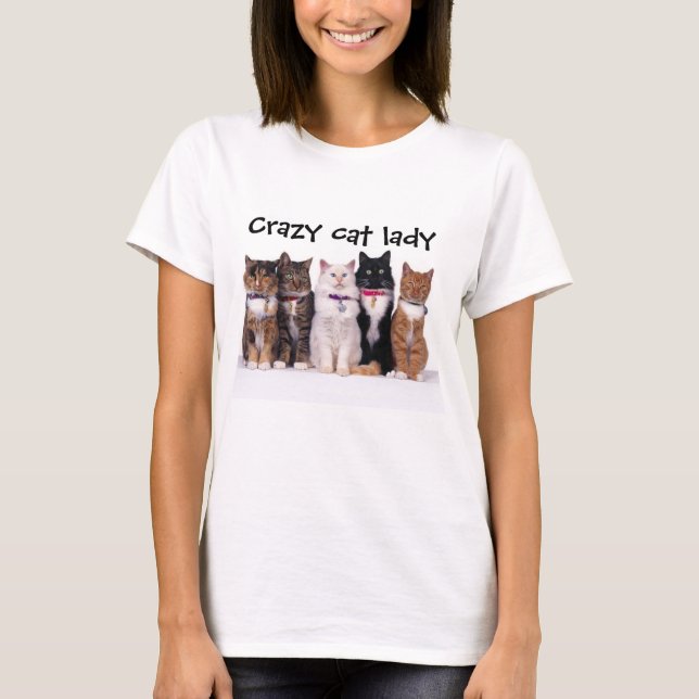 T-shirt Dame folle de chat (Devant)