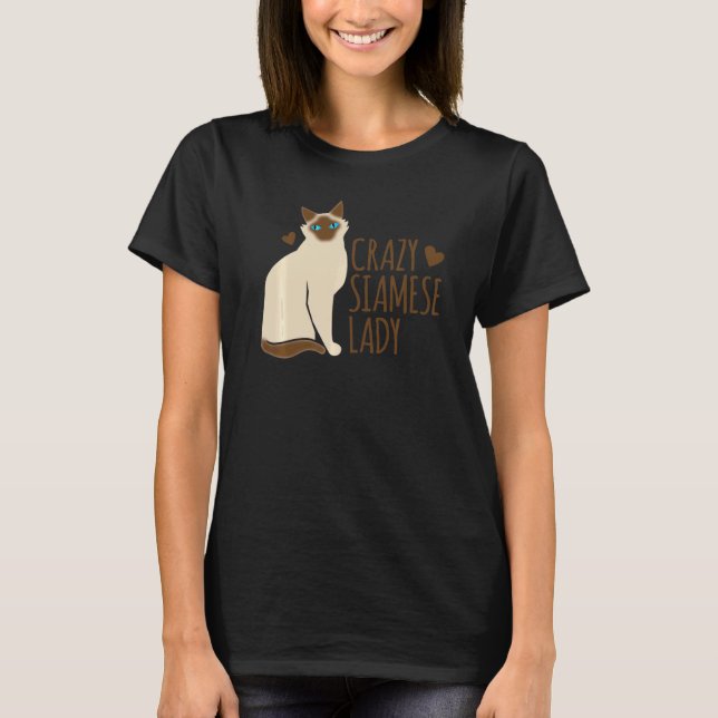 T-shirt Dame folle de chat siamois (Devant)
