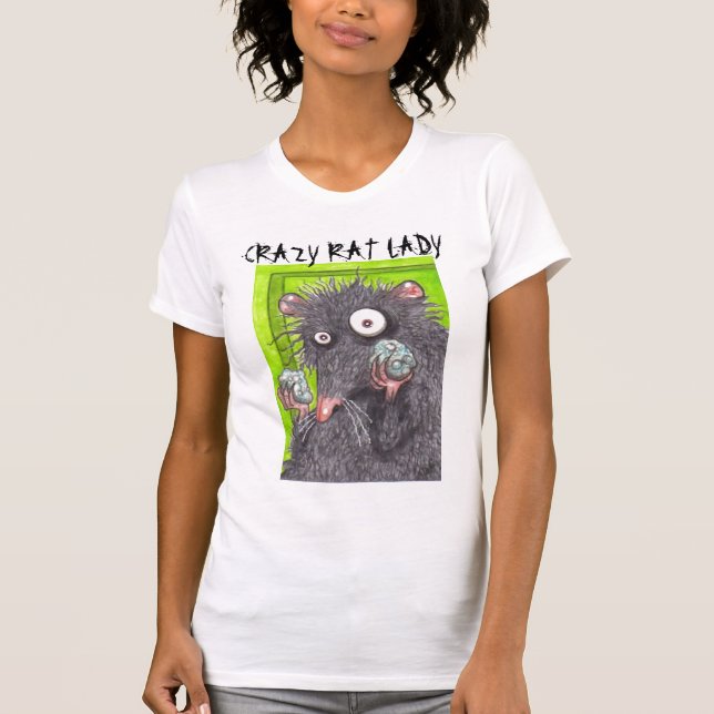 T-SHIRT DAME FOLLE FUNNY RATS DE RAT (Devant)