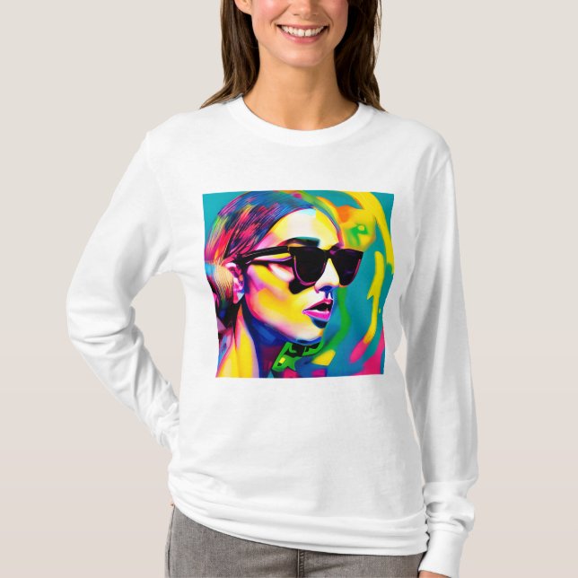 T-shirt Dame haute couleur dans lunettes de soleil (Devant)