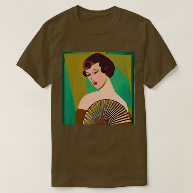 T-shirt Dame moderne Art déco avec ventilateur (Design devant)