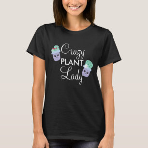 T-shirt Dame Végétale Folle Cactus Mignon en Pot 