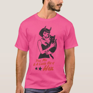 T-shirt Dame Whimsical avec chat et Il Message rétro