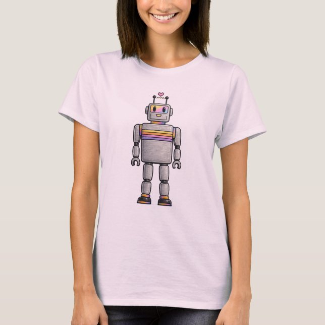 T-Shirt Damen mit Roboter (Devant)