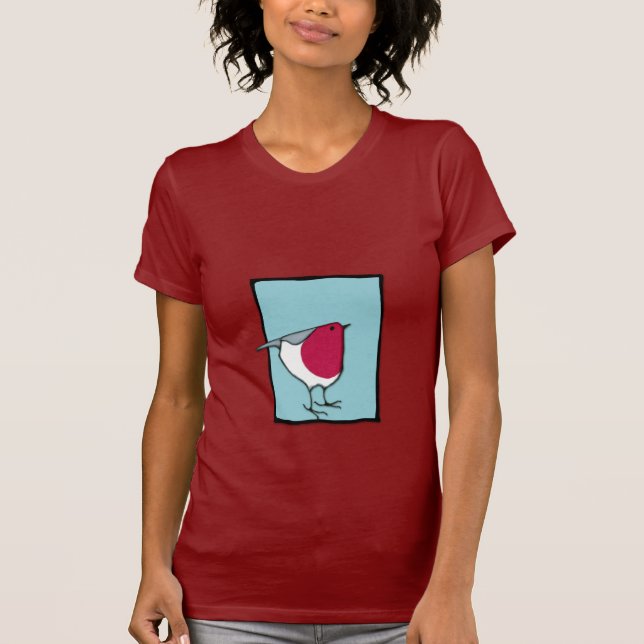 T-shirt dames bleu petit Robin (Devant)