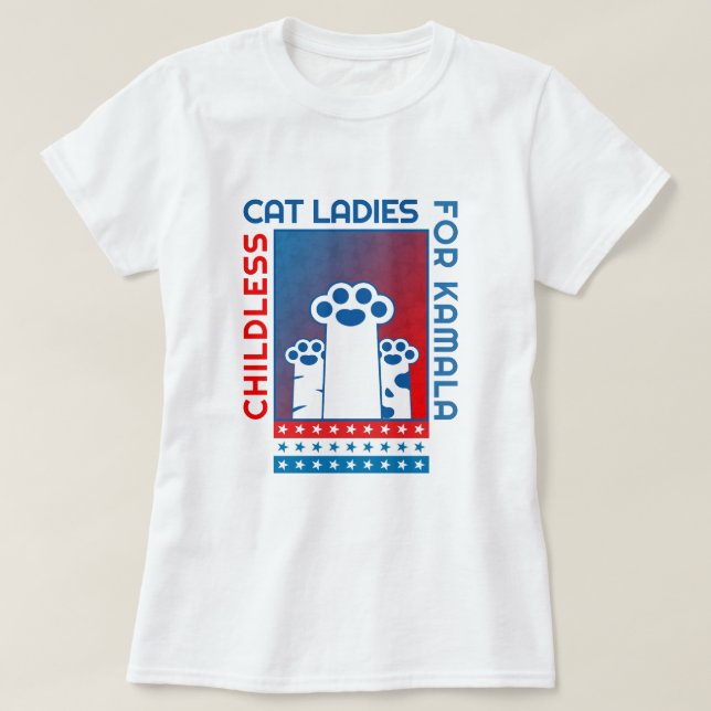T-shirt Dames de chat sans enfant pour Kamala Patriotique (Design devant)