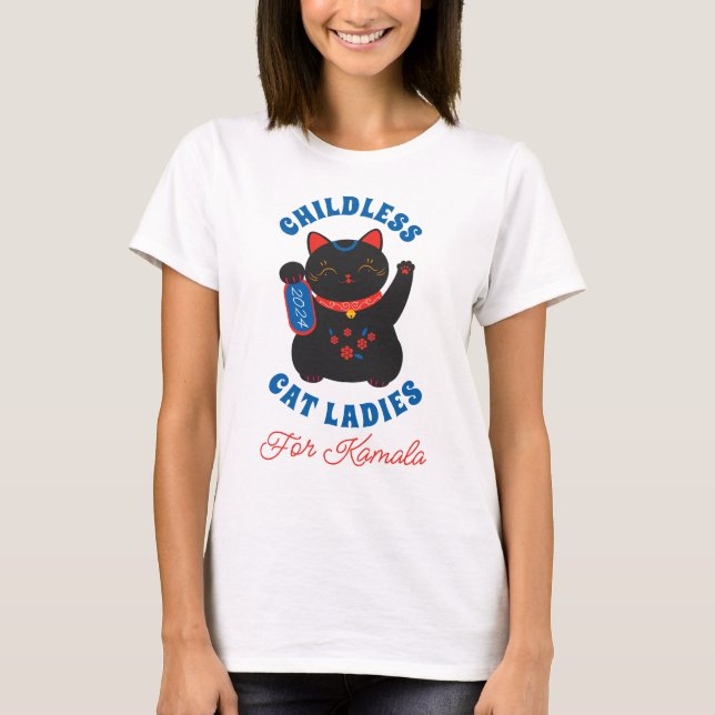 T-shirt Dames de chats sans enfants pour Kamala drôle 2024 (Devant)
