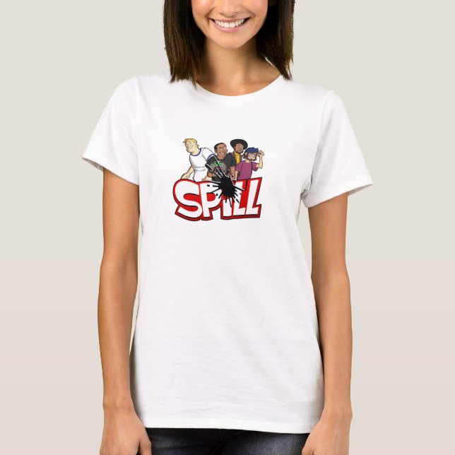 T-shirt Dames Déversement Crew Ringer (Devant)