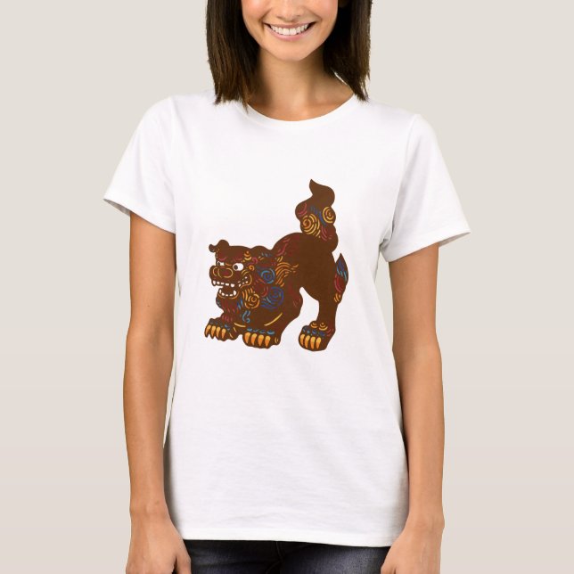 T-shirt dames d'Okinawa Shisa (Devant)
