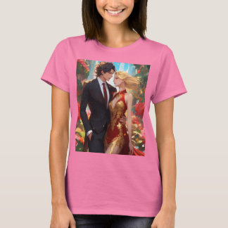 T-shirt dames, imprimé amour couple