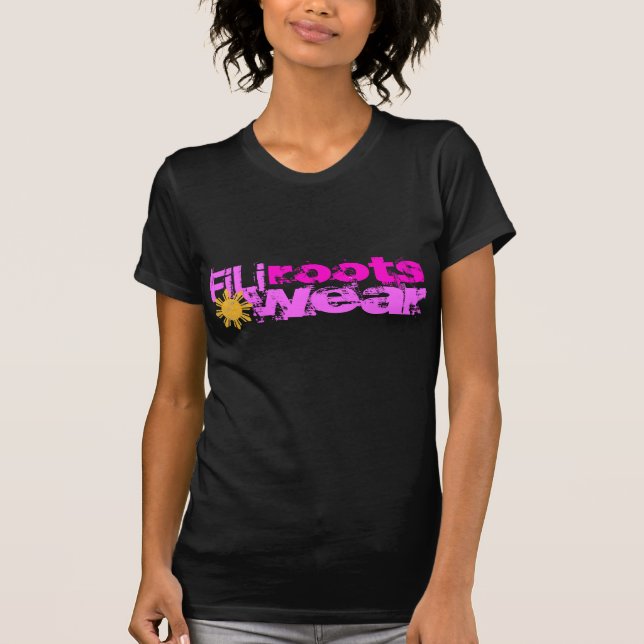 T-shirt dames rosâtres de noir de filirootswear (Devant)