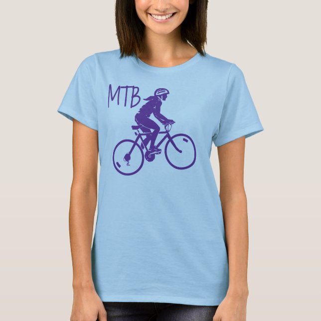 T-shirt Dames VTT MTB design en violet/blanc (Devant)