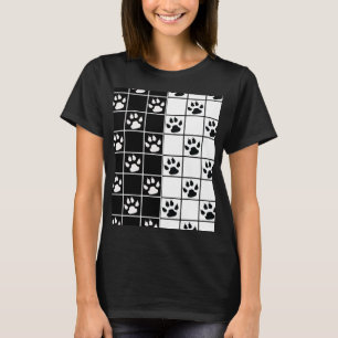 T-shirt Damier à carreaux noir blanc mignon avec patte