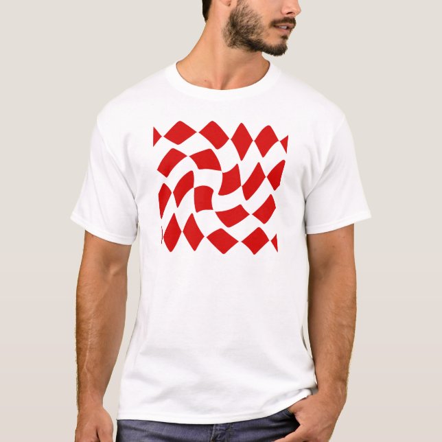 T-shirt Damier de chaîne de rouge et de blanc (Devant)