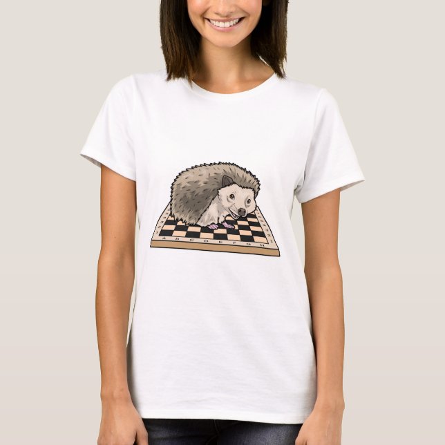 T-shirt Damier d'échecs de jeu d'échecs de hérisson (Devant)