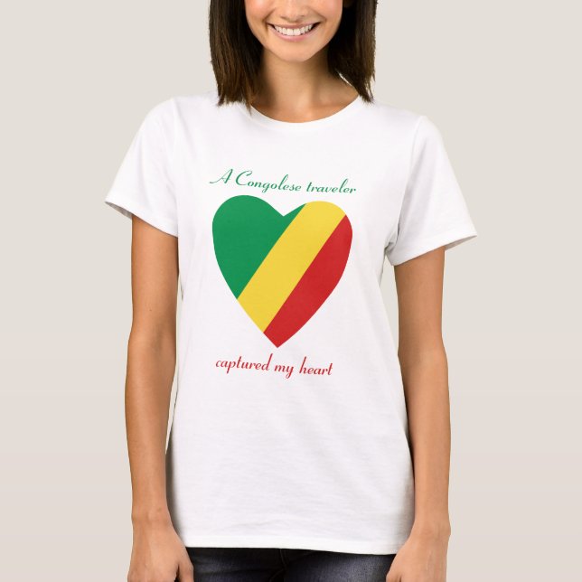 T-shirt d'amoureux de drapeau de Congo-Brazzaville (Devant)