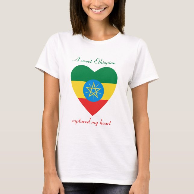 T-shirt d'amoureux de drapeau de l'Ethiopie (Devant)