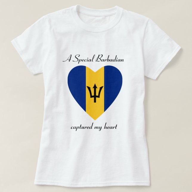 T-shirt d'amoureux de drapeau des Barbade (Design devant)