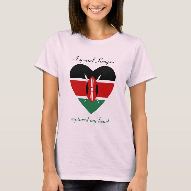 T-shirt d'amoureux de drapeau du Kenya (Devant)