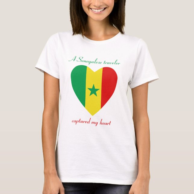 T-shirt d'amoureux de drapeau du Sénégal (Devant)
