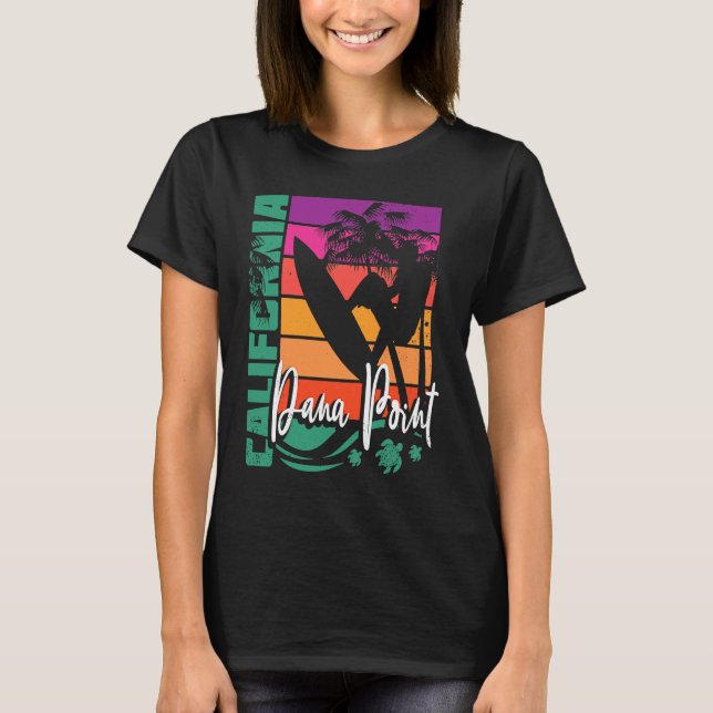 T-shirt Dana Point California Retro Sunset Beach Surfer So (Devant)