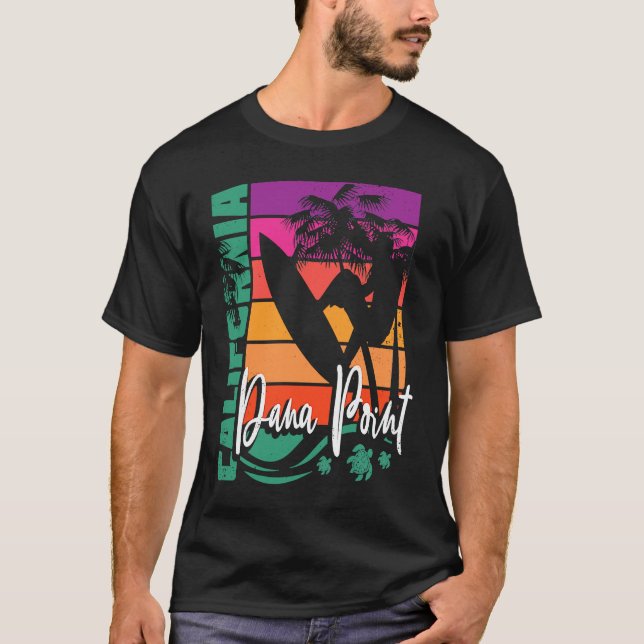 T-shirt Dana Point California Retro Sunset Beach Surfer So (Devant)