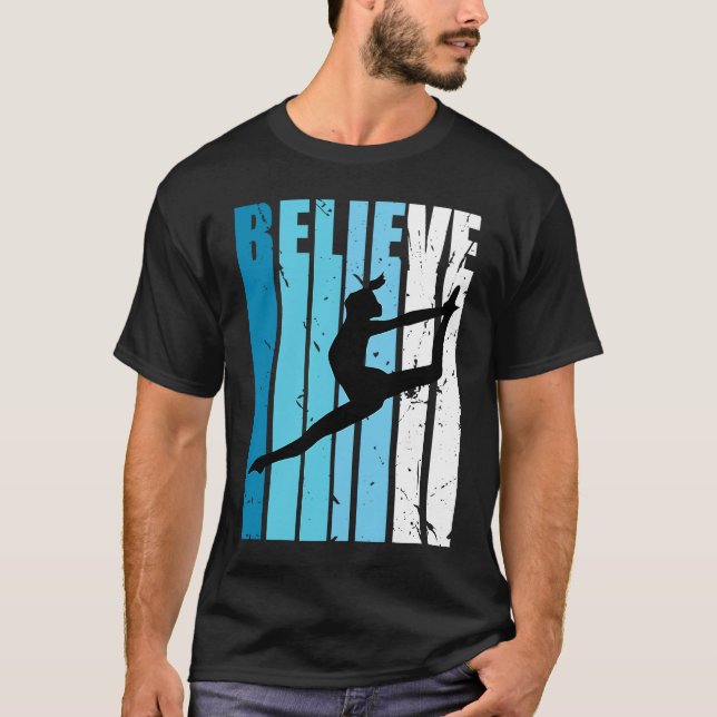 T-shirt Dance Retro Believe Turquoise Dancer Dancing Fan W (Devant)