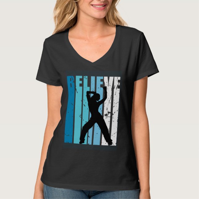 T-shirt Dance Retro Believe Turquoise Girl Dancer Fan Woma (Devant)