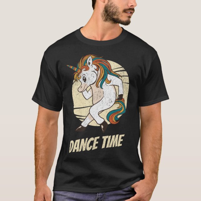 T-shirt Dance Time Unicorn cheval magique Danser Retro (Devant)