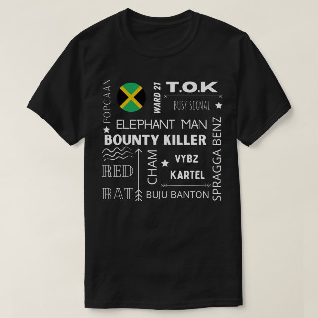 T-shirt Dancehall Reggae Artiste Texte Blanc Design Classi (Design devant)