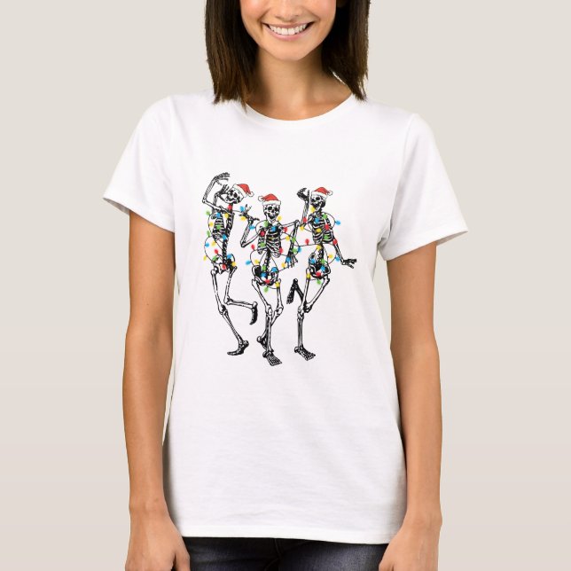 T-shirt Dancing Christmas Skeleton T Shirt (Devant)