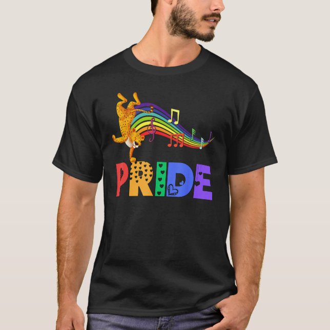 T-shirt Dancing Leopard Pride Dad Rainbow Men Women Girls  (Devant)