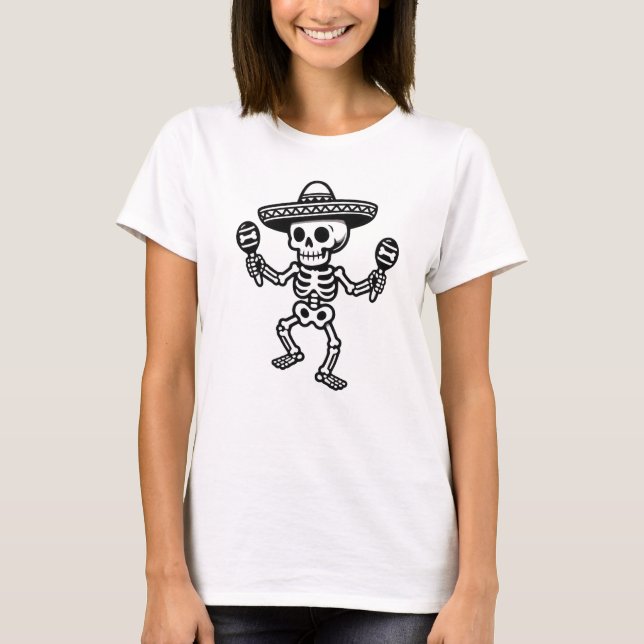 T-shirt Dancing Mexican Skeleton (Devant)